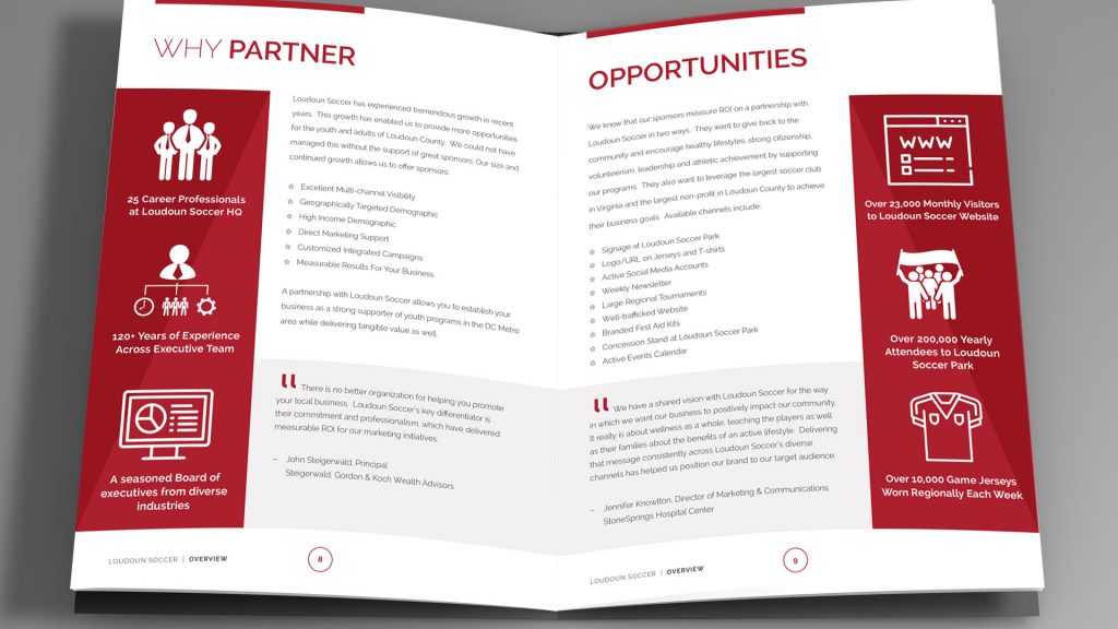loudoun soccer engaged mesh omnimedia to design and produce a marketing brochure