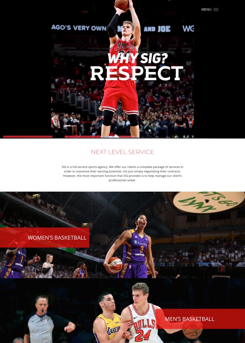 SIG Sports website redesign